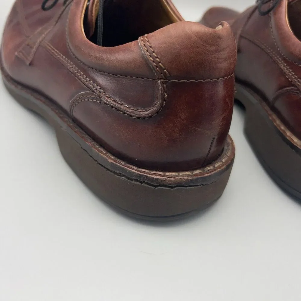 ECCO Shoes Mens Size 43 Brown Leather Apron Toe Oxford Lace Up Shock Point